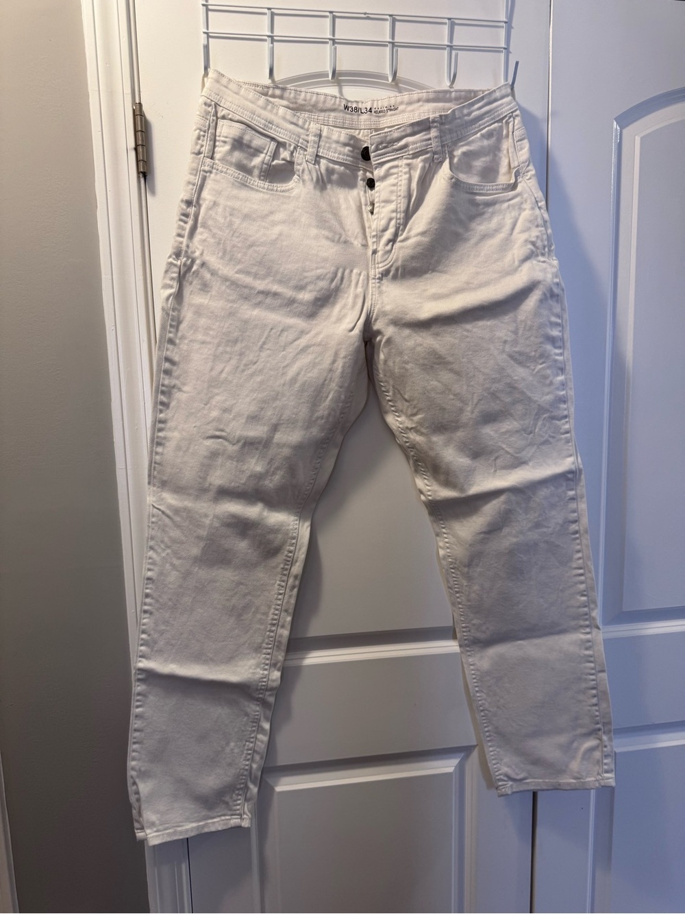 Denim&Co White Relaxed Straight Button-Fly Jeans